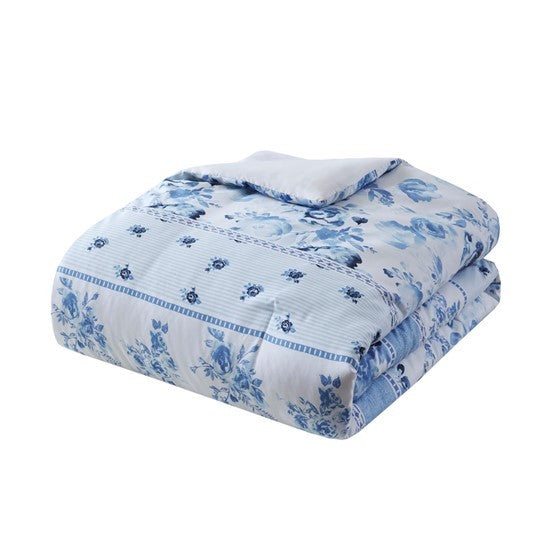 Full/Queen Floral Striped Comforter Set Media 20