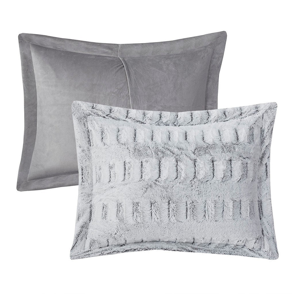 King/Cal King Back Print Long Fur Comforter Mini Set Media 10