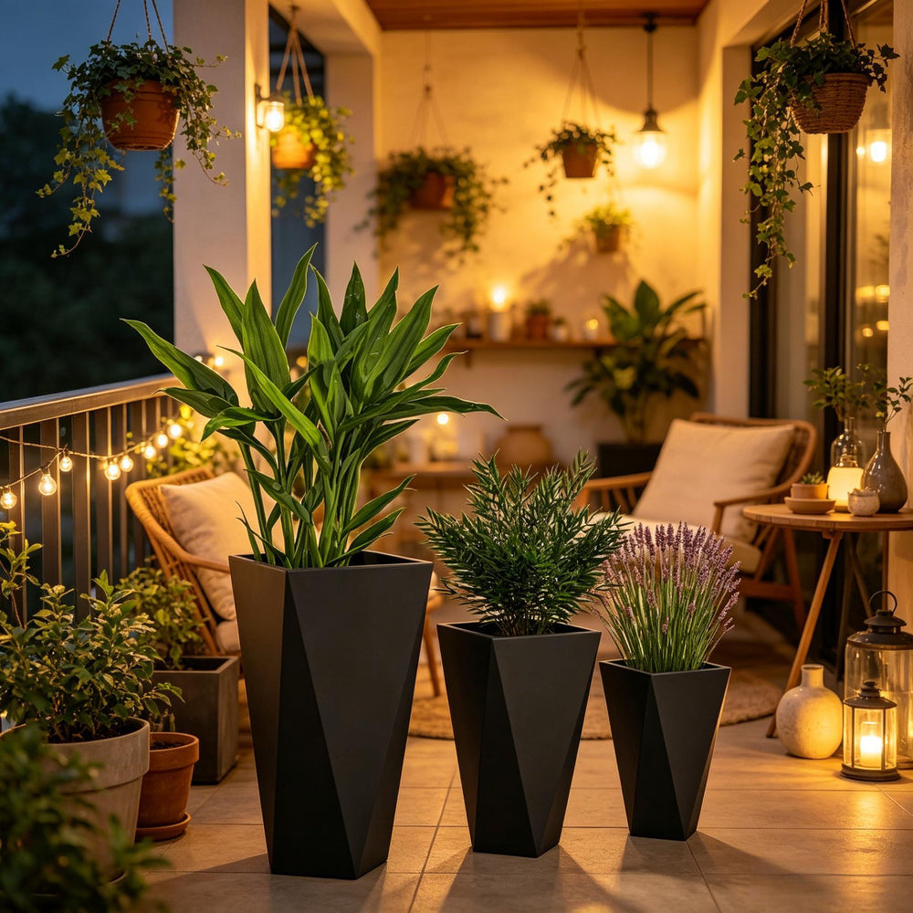 Stackable Planters,Set of 3 Planters Set,Large Planters(Only 3Pcs Planter) Media 7