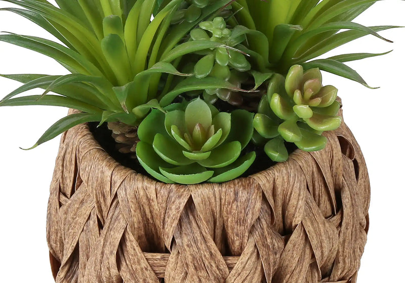 Artificial Plant, Set Of 2, 9' Tall, Succulent, Table, Brown Woven Basket, Contemporary, Modern