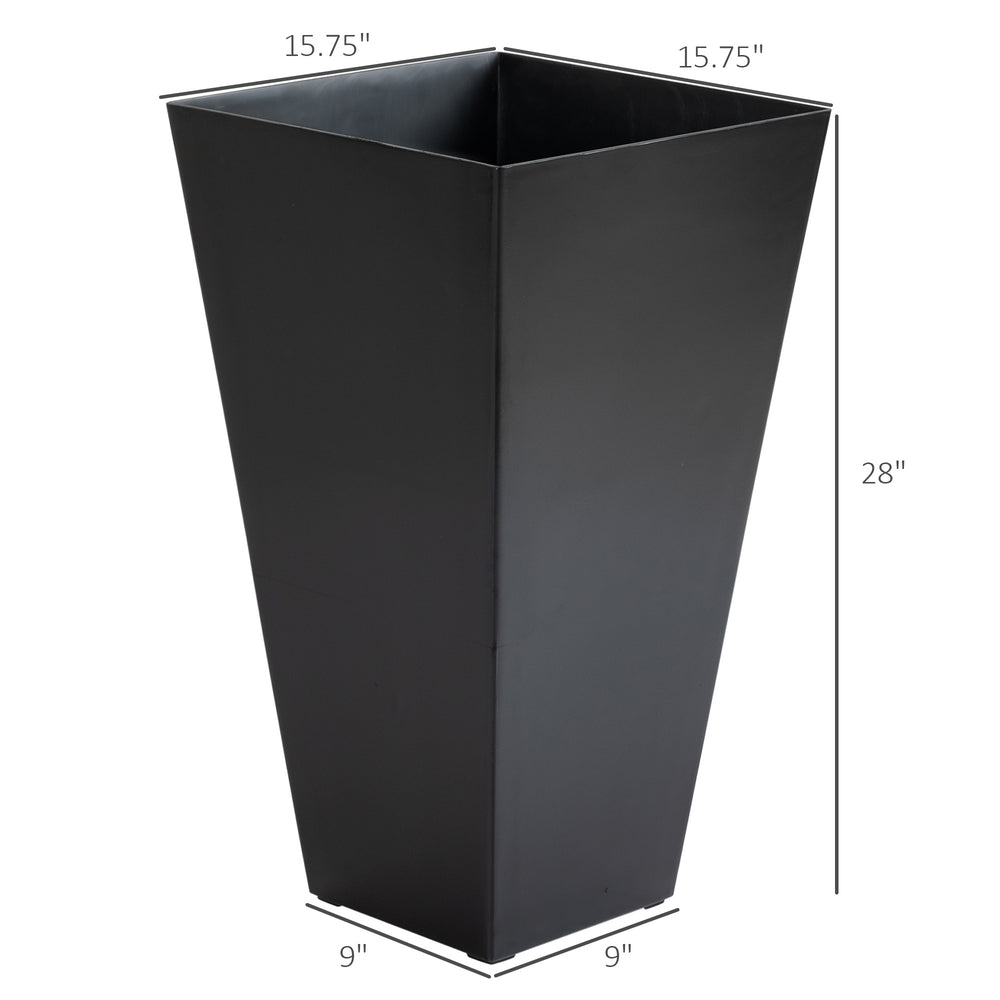 Outsunny Modern Tall Planters Set of 3 with Self-Drainage Black Polypropylene 28 Inches Media 3