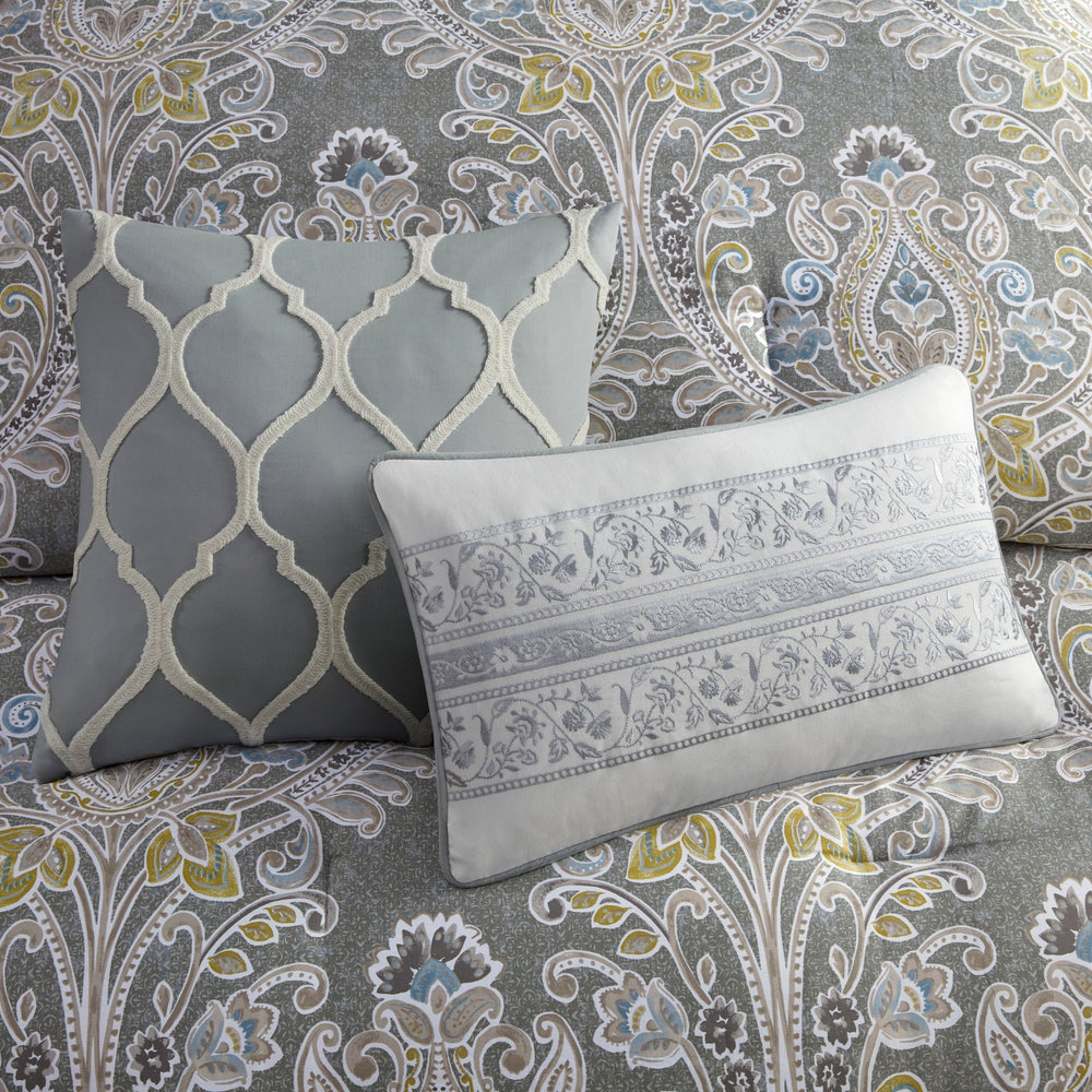 6 Piece Cotton Comforter Set Grey King Media 6