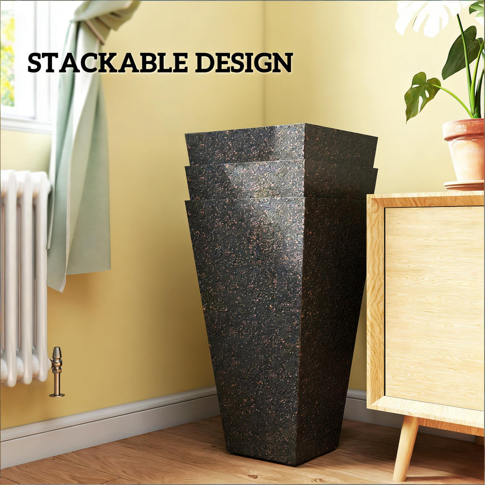 Set of 3 Flower Pots,Tall Planters Media 6