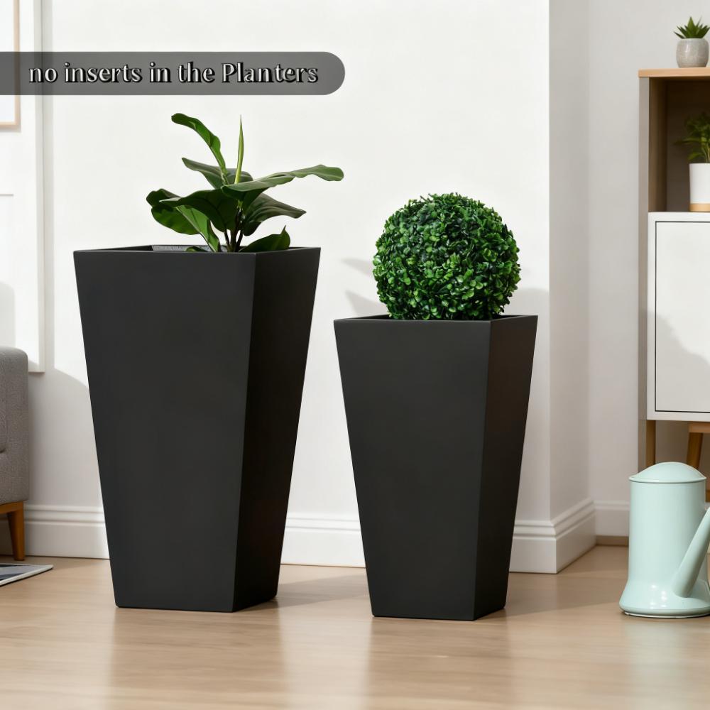 Tall Plant Pot,2-Pack Outdoor Planter Set,Flower Pots with Drainage Holes,for Porch,Entryway,Patio,Yard,Garden Media 7