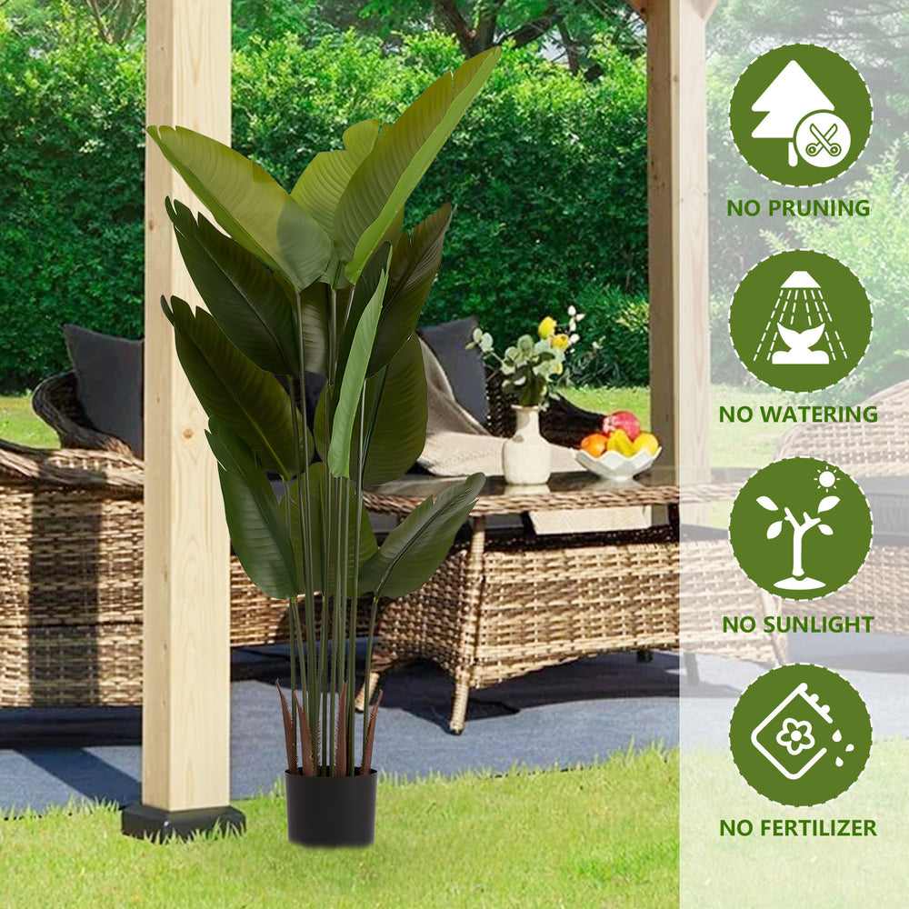 Artificial Bird of Paradise Plant 160cm Tall Faux Tropical Palm Tree Green Plastic Indoor Outdoor Decoration Media 6