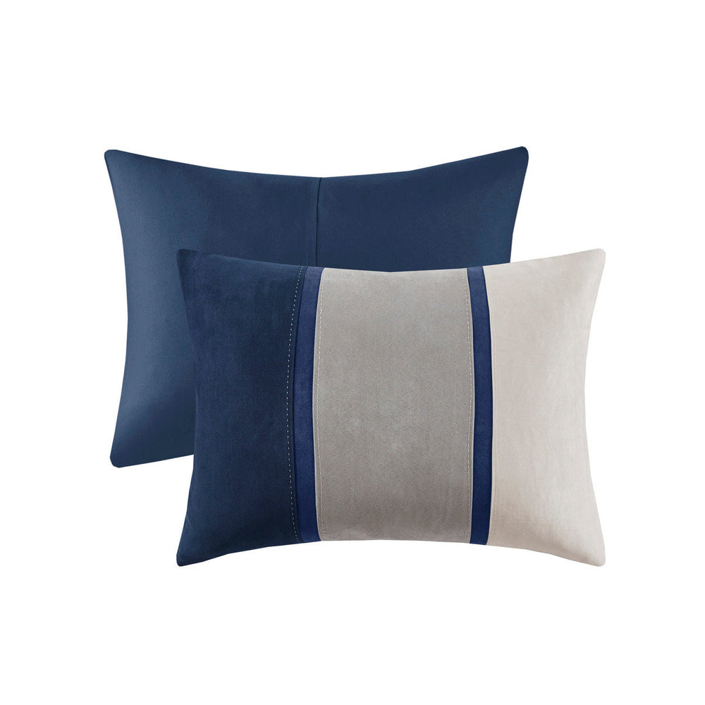 7 Piece Faux Suede Comforter Set Blue Cal King Media 6
