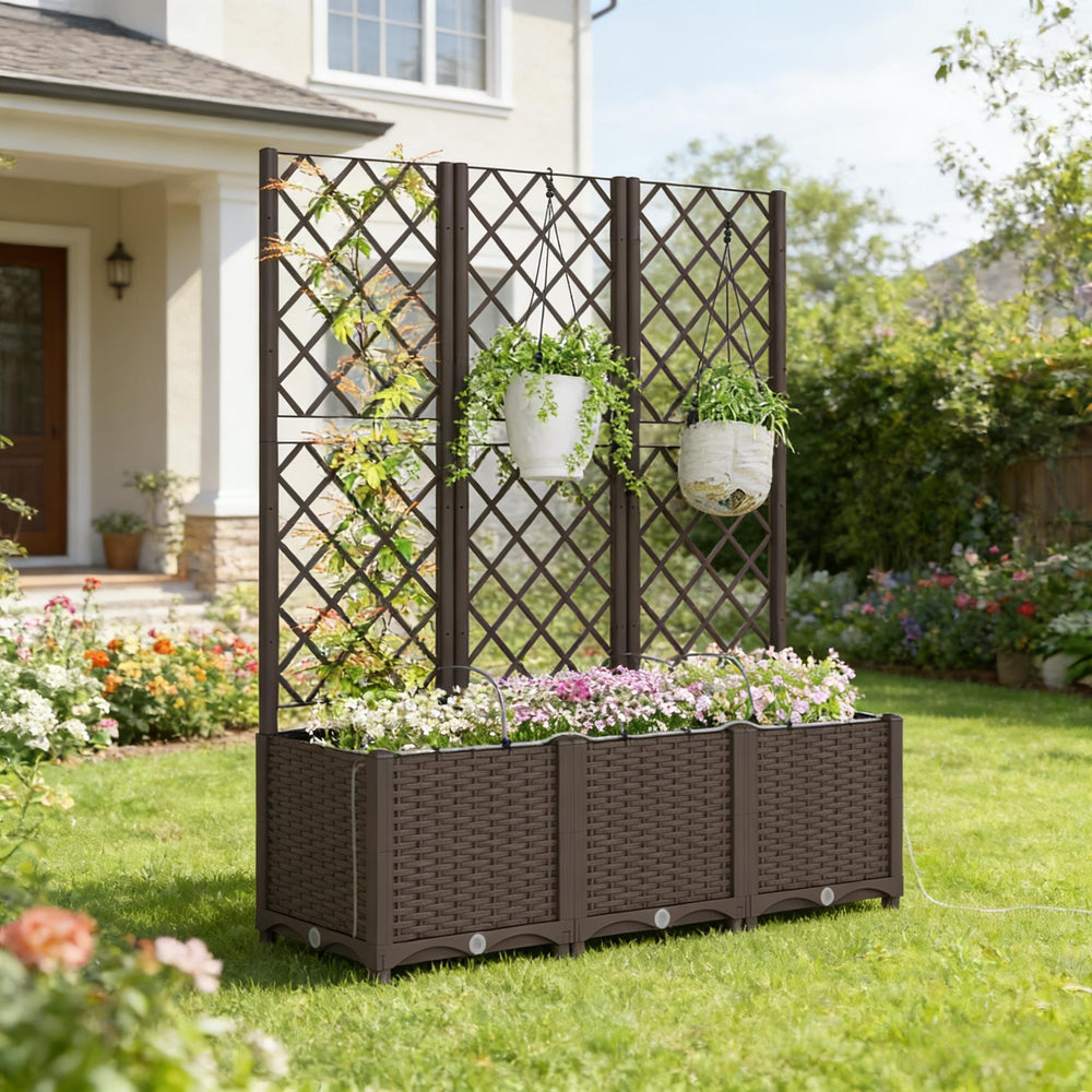 Outdoor Planter Box,Practical Self-Watering Raised Garden Bed Media 1