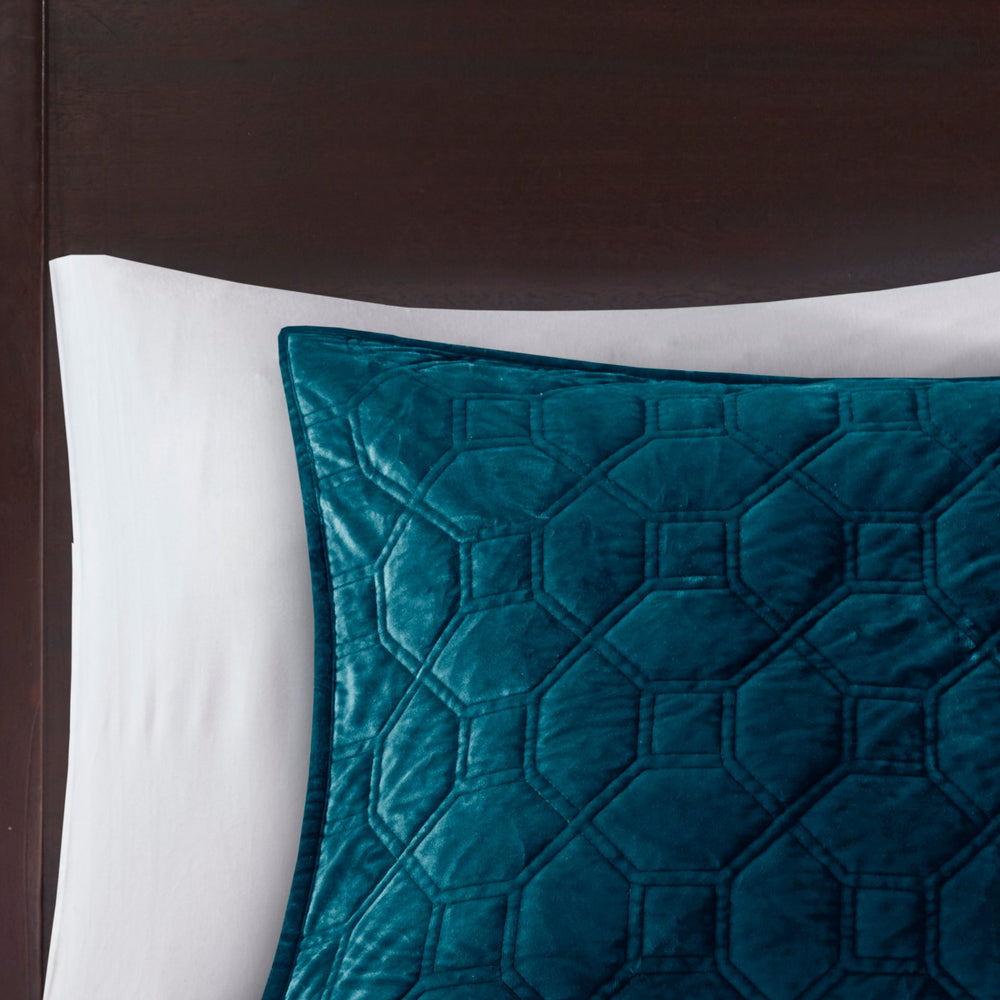 3 Piece Velvet Quilt Set Teal King/Cal King Media 8