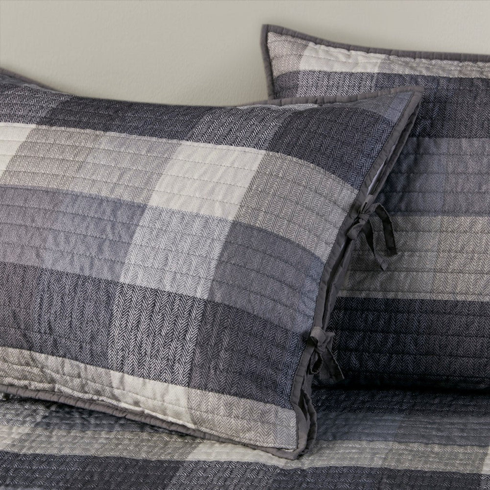 6 Piece Reversible Plaid Daybed Cover Set Grey Daybed Media 16