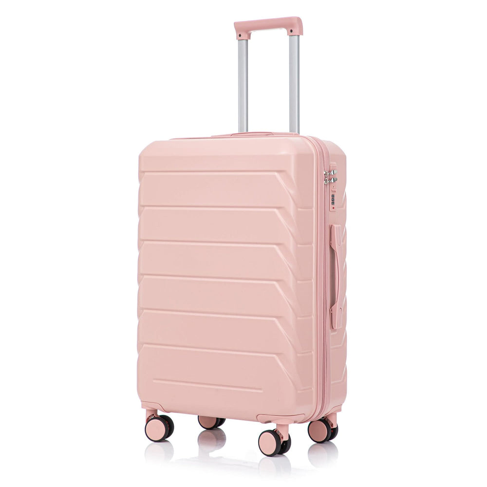 ABS Spinner Luggage 3 Piece Set Pink Matching Color & Combination Lock For Travel Use Media 26