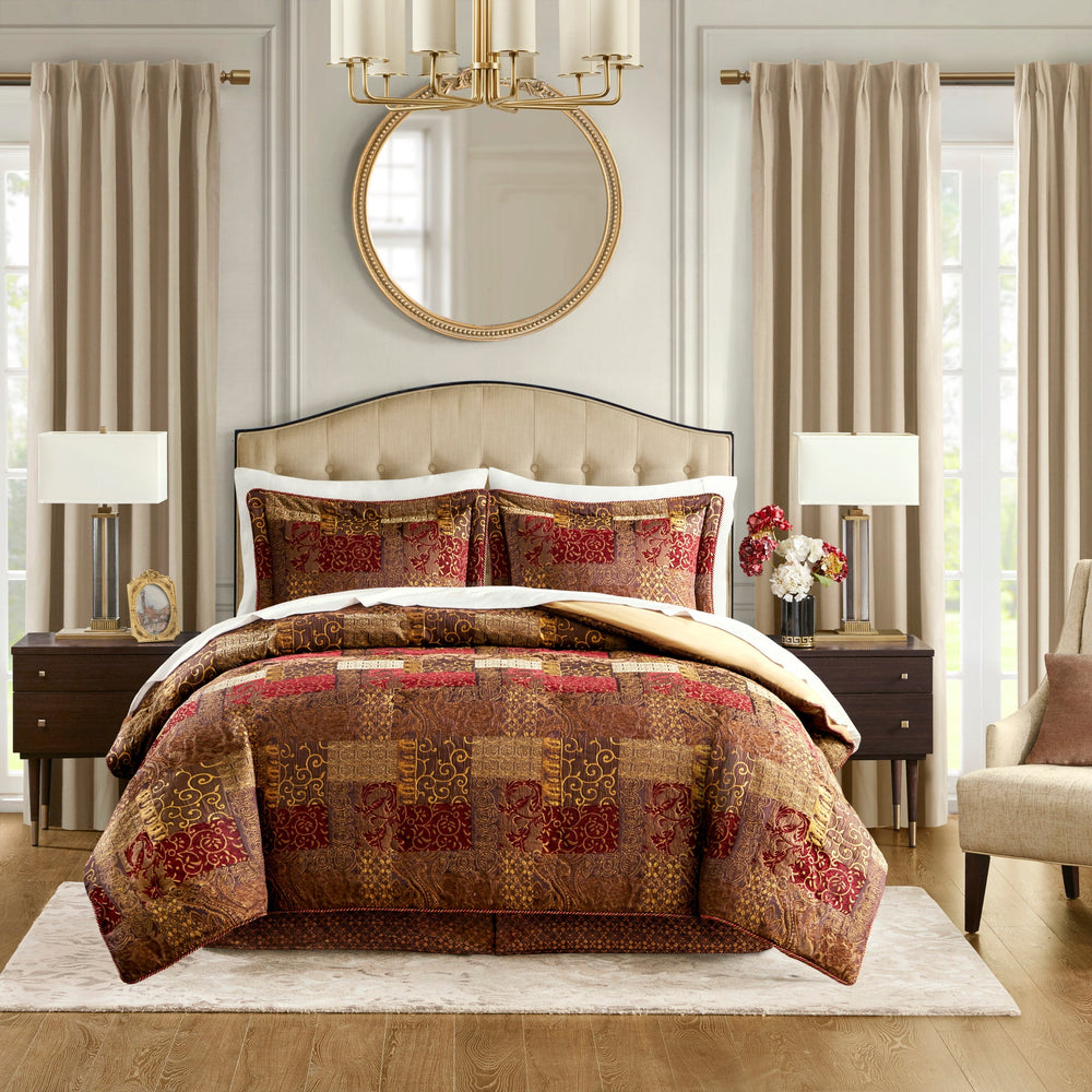 4 Piece Brown Comforter Set Brown Queen Media 7
