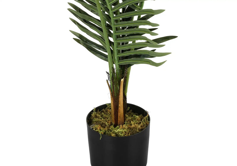 Artificial Plant, 47' Tall, Palm Tree, Indoor, Faux, Fake, Floor, Greenery, Potted, Real Touch, Decorative, Green Leaves, Black Pot
