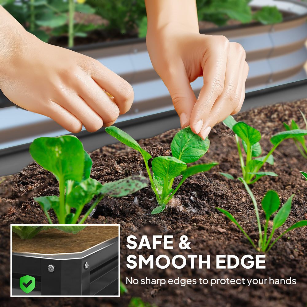 Outsunny 4' x 4' x 1' Galvanized Raised Garden Bed, Planter Raised Bed with Steel Frame for Vegetables, Flowers, Plants and Herbs, Gray Media 6