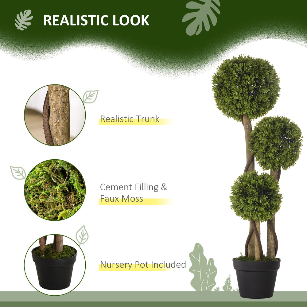 Artificial Plant for Home Decor Indoor & Outdoor Fake Plants Artificial Tree in Pot, 3 Ball Boxwood Topiary Tree for Home Office, Living Room Decor, Light Green Media 8