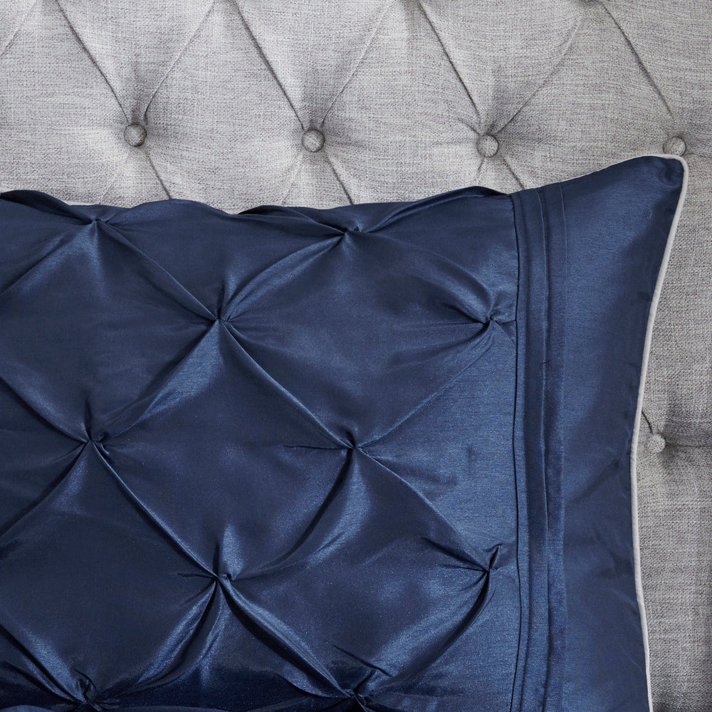 7 Piece Tufted Comforter Set Navy Queen Media 13