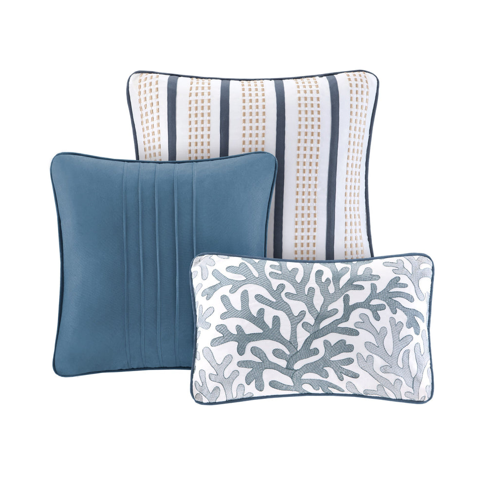 Brushed   Quilt Set with Throw Pillows Blue Full/Queen Media 10