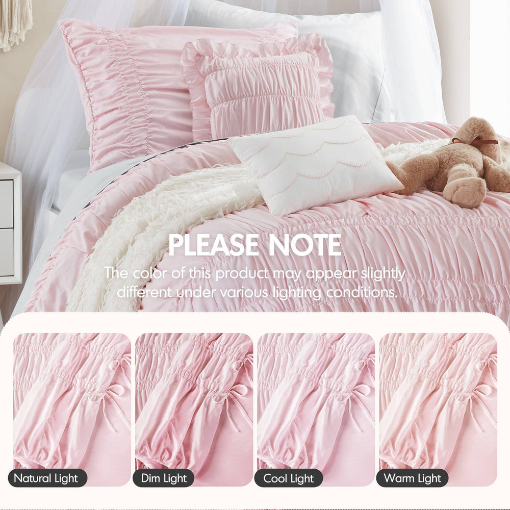 4 Pieces Twin/Twin XL Comforter Set,Pink Media 9