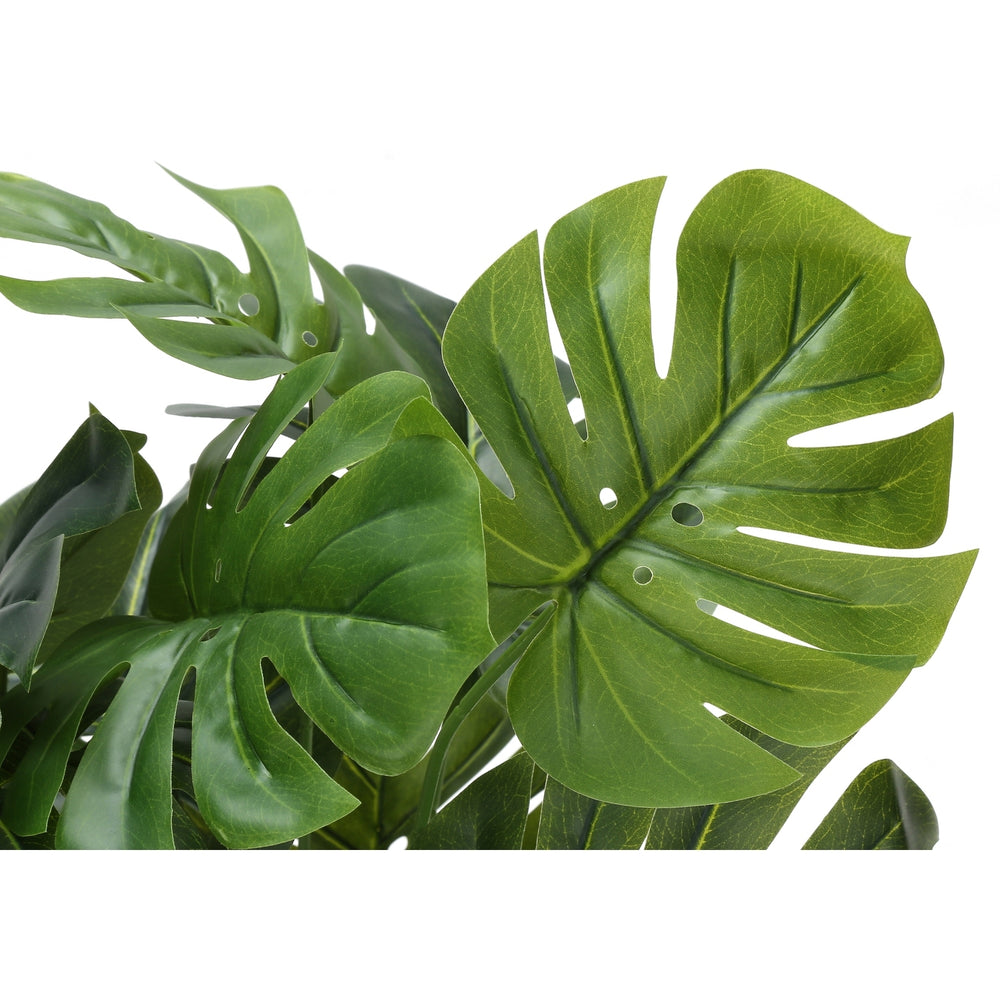 Artificial Monstera Plant, 24' Tall, Green Faux Potted Indoor Decor with Real Touch Leaves, White Pot, Tabletop Greenery Media 5