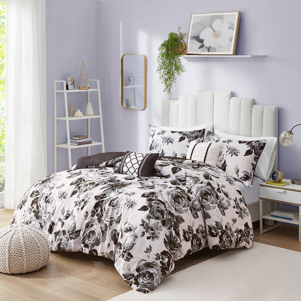 Full/Queen Floral Print Comforter Set Media 1