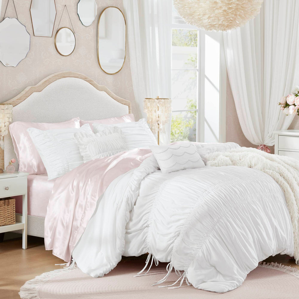 5 Pieces Full/Queen Comforter Set,White Media 18
