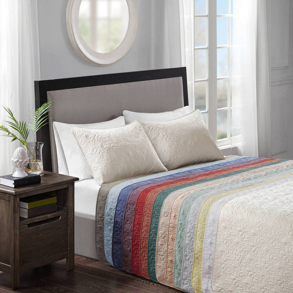 3 Piece Reversible Bedspread Set Balsam Green Queen Media 16