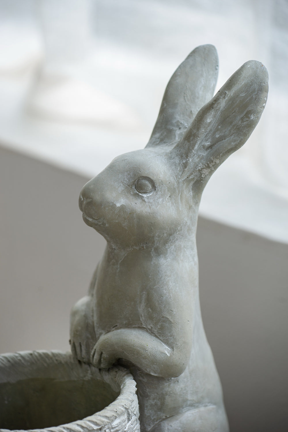 9x5.5x12.5' Gray Cement Rabbit Planter Media 2