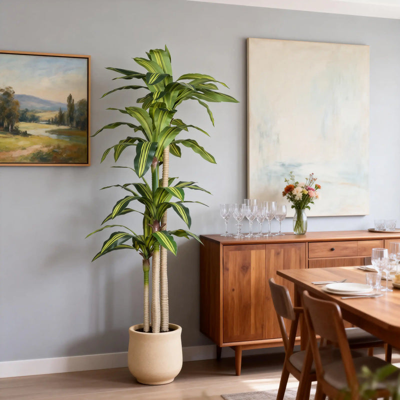 6' Artificial Dracaena Tree with Black Plastic Pot
