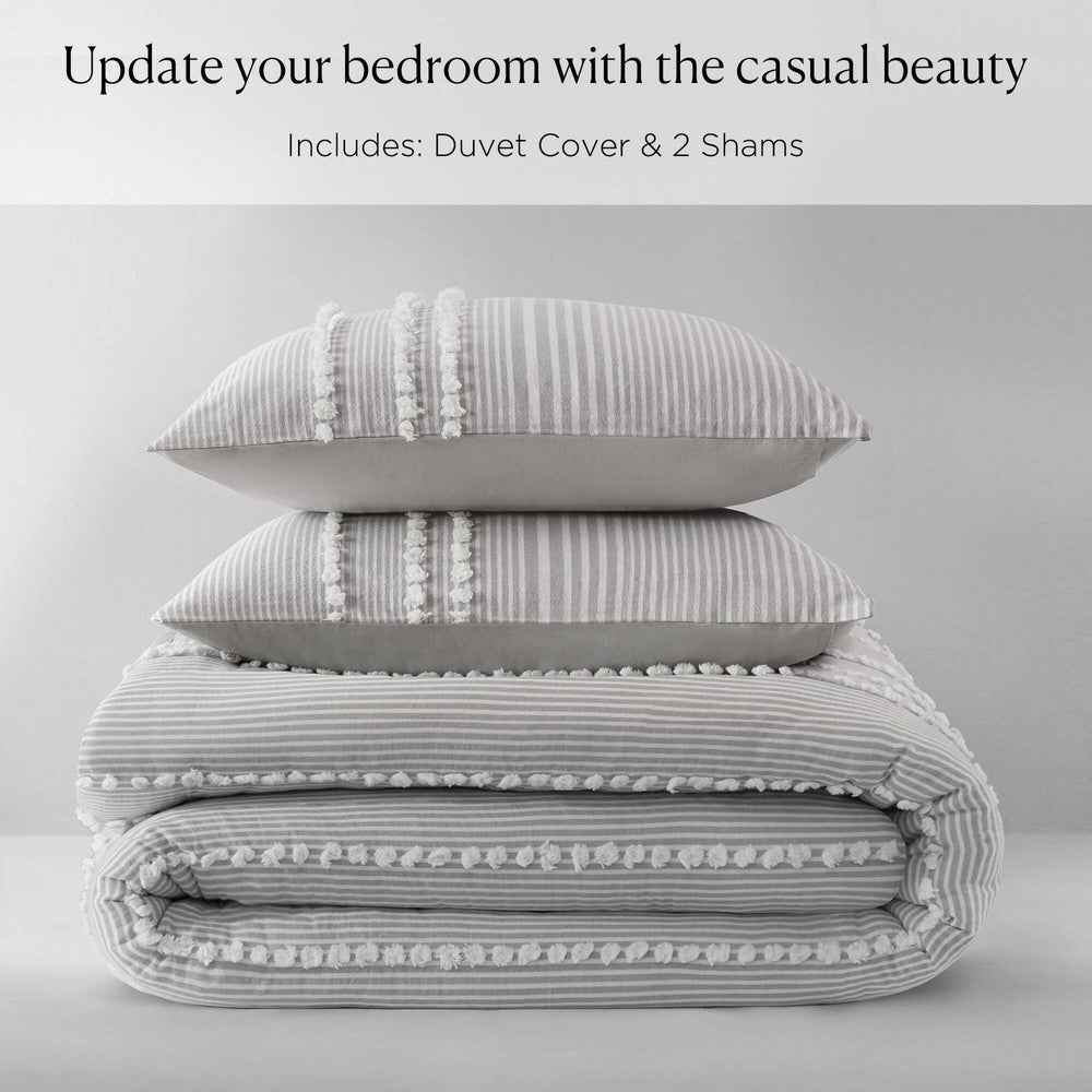 3- Piece King Cotton Yarn Dyed Duvet Cover Set Media 4