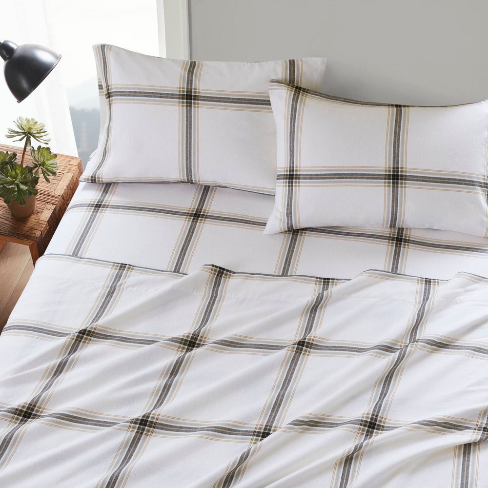 3 PCS Twin Sheet Set Tan Plaid Media 21