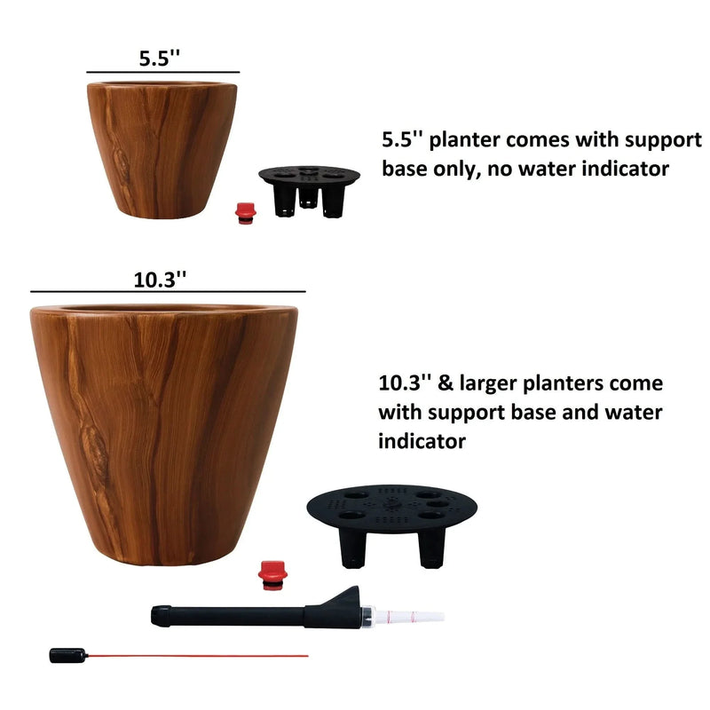Self-Watering Wicker & Plastic Indoor Outdoor Planters Garden Decor Set