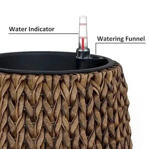 Self-Watering Wicker & Plastic Indoor Outdoor Planters Garden Decor Set Media 83