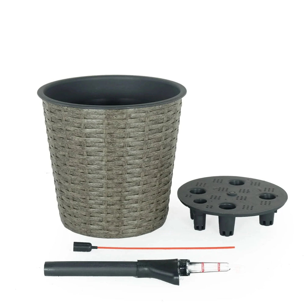 Self-Watering Wicker & Plastic Indoor Outdoor Planters Garden Decor Set Media 20