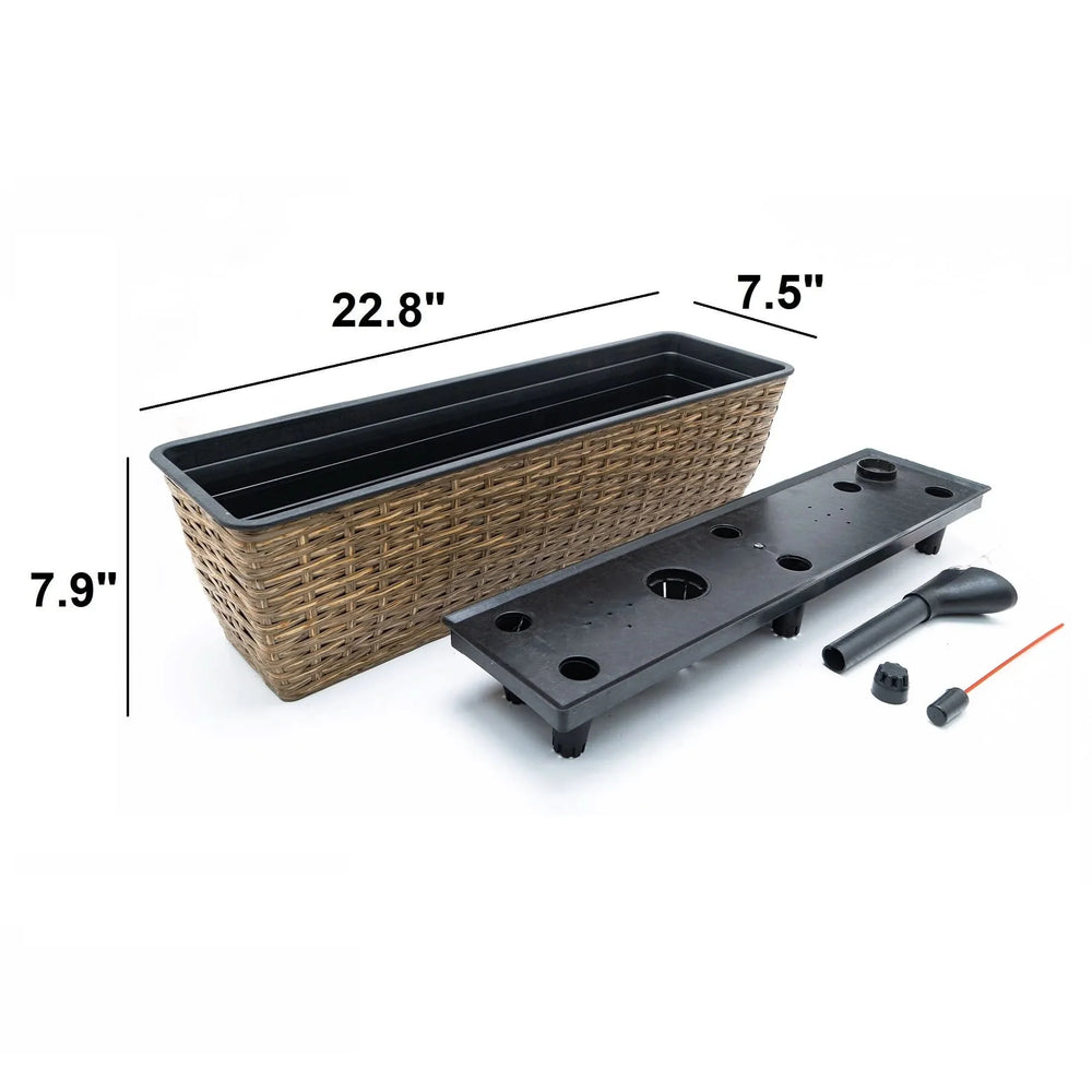 Self-Watering Wicker & Plastic Indoor Outdoor Planters Garden Decor Set Media 35