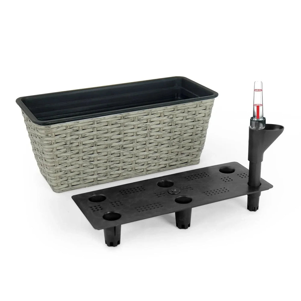 Self-Watering Wicker & Plastic Indoor Outdoor Planters Garden Decor Set Media 48