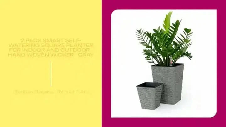 Self-Watering Wicker & Plastic Indoor Outdoor Planters Garden Decor Set