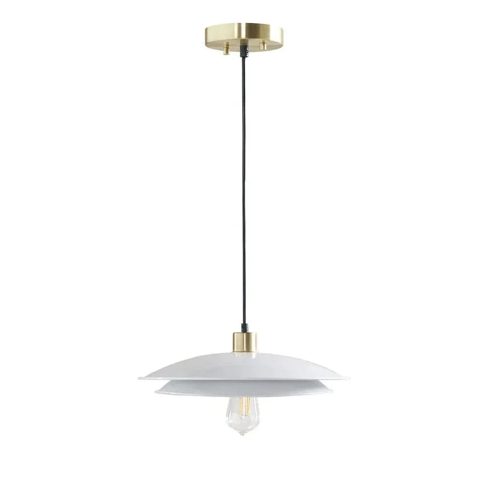Pendant Light Layered Shade Metal Gold White Mid-Century Modern Fixture Media 5