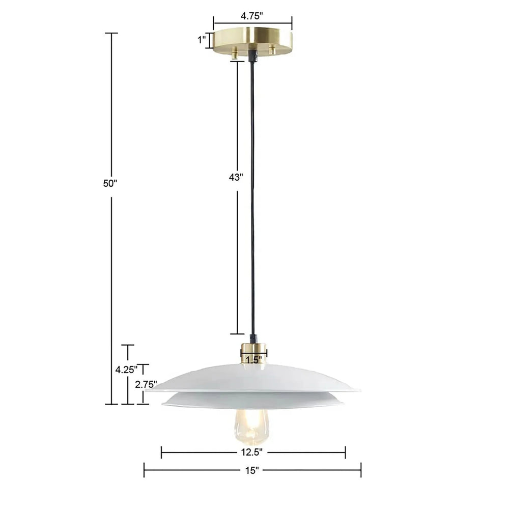 Pendant Light Layered Shade Metal Gold White Mid-Century Modern Fixture Media 3