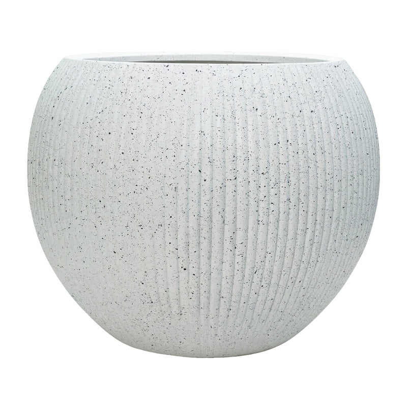 DTY Fiberstone Globe Planter Indoor Outdoor — Lightweight Sphere Ball Pot for Olive Tree, Monstera & Palm | Fiberglass Stone | UV Resistant, Drainage Hole | 2 Coco Mats | Black | 12.6" D × 10" H