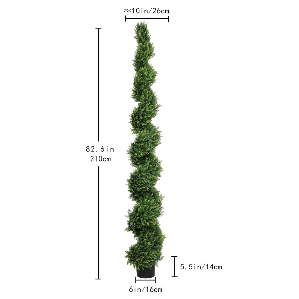 7FT Tall Artificial Two-Tone Cypress Pine Tree – Realistic Lifelike Faux Greenery with Natural Dual Color Leaves for Indoor Outdoor Home Office Decoration, Potted Fake Tree, 1pc/set Media 3