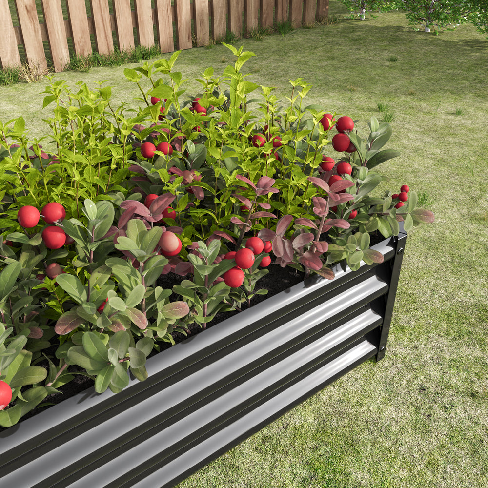 Black 4×2×1ft Metal Raised Garden Bed, Rectangle Raised Planter for Flowers Plants, Vegetables Herb Media 5
