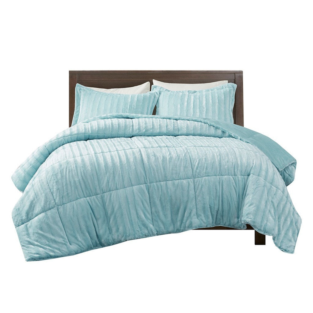 King/Cal King Faux Fur Comforter Mini Set Media 10
