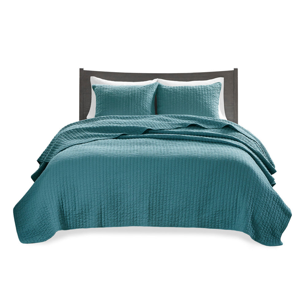 3 Piece Quilt Set Teal King/Cal King Media 8