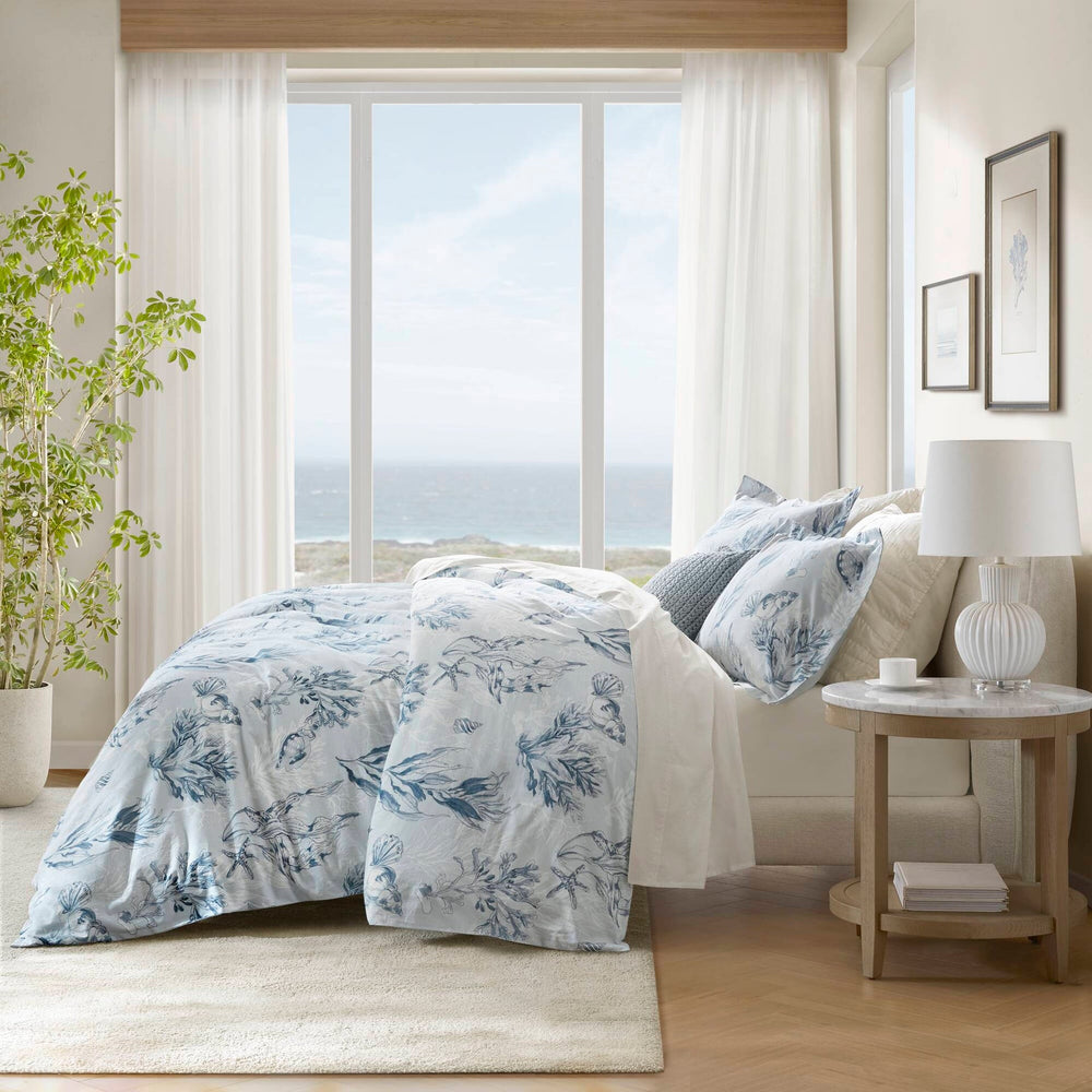 3-Piece Full/Queen 100% Cotton Sateen Duvet Cover Set,Navy/Blue Media 2