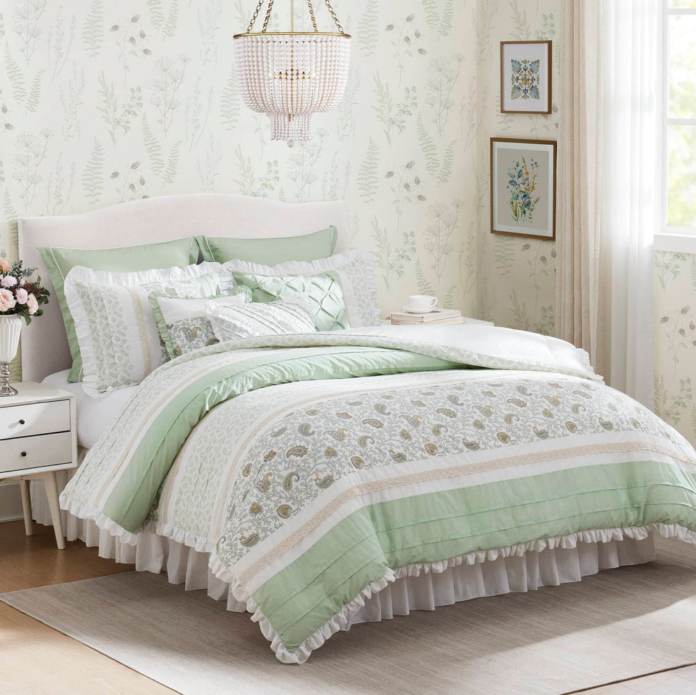 9 Piece Cotton Percale Comforter Set Queen Media 1