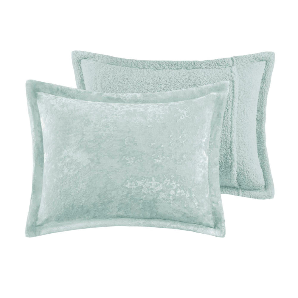 3 PCS Full/Queen Crushed Velvet   Reversible Comforter Set Aqua Media 8