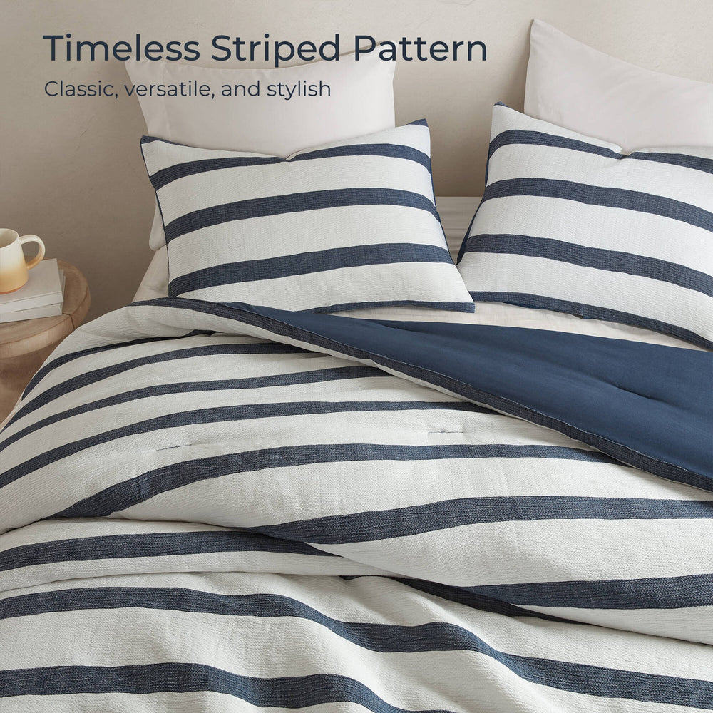 3-Piece Full/Queen Yarn-dyed striped comforter Media 8
