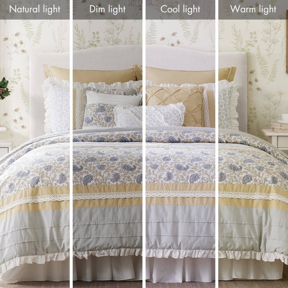 9 Piece Cotton Percale Comforter Set Yellow Cal King Media 4