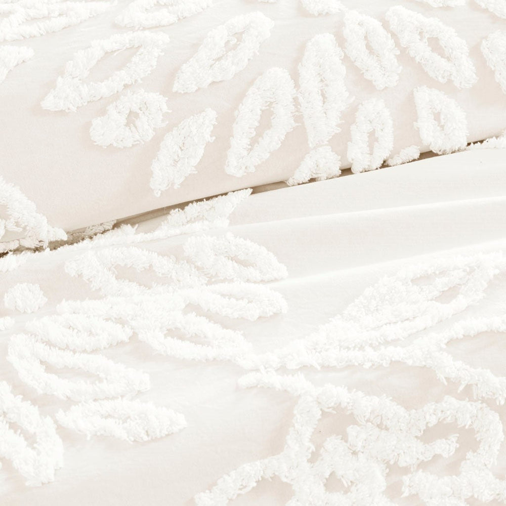 Full/Queen 3 Piece Tufted Cotton Chenille Floral Duvet Cover Set Media 5