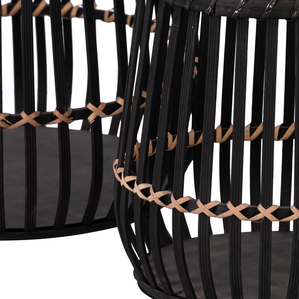 S/3 BAMBOO FOOTED PLANTERS 17/14/10', BLACK Media 5