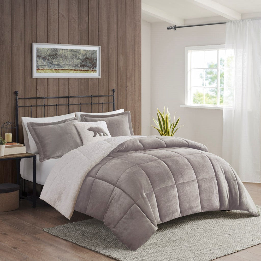 King Plush to Sherpa Down Alternative Comforter Set Media 1